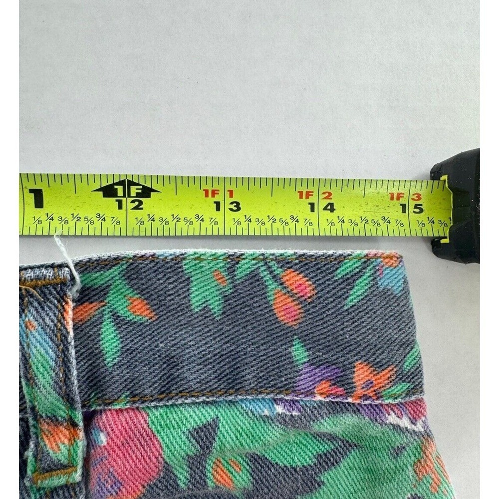 Vtg Oleg Cassani Denim Floral Shorts High Waist 90’s Hippie Size 14 Boho Barbie‍ - Picture 7 of 13